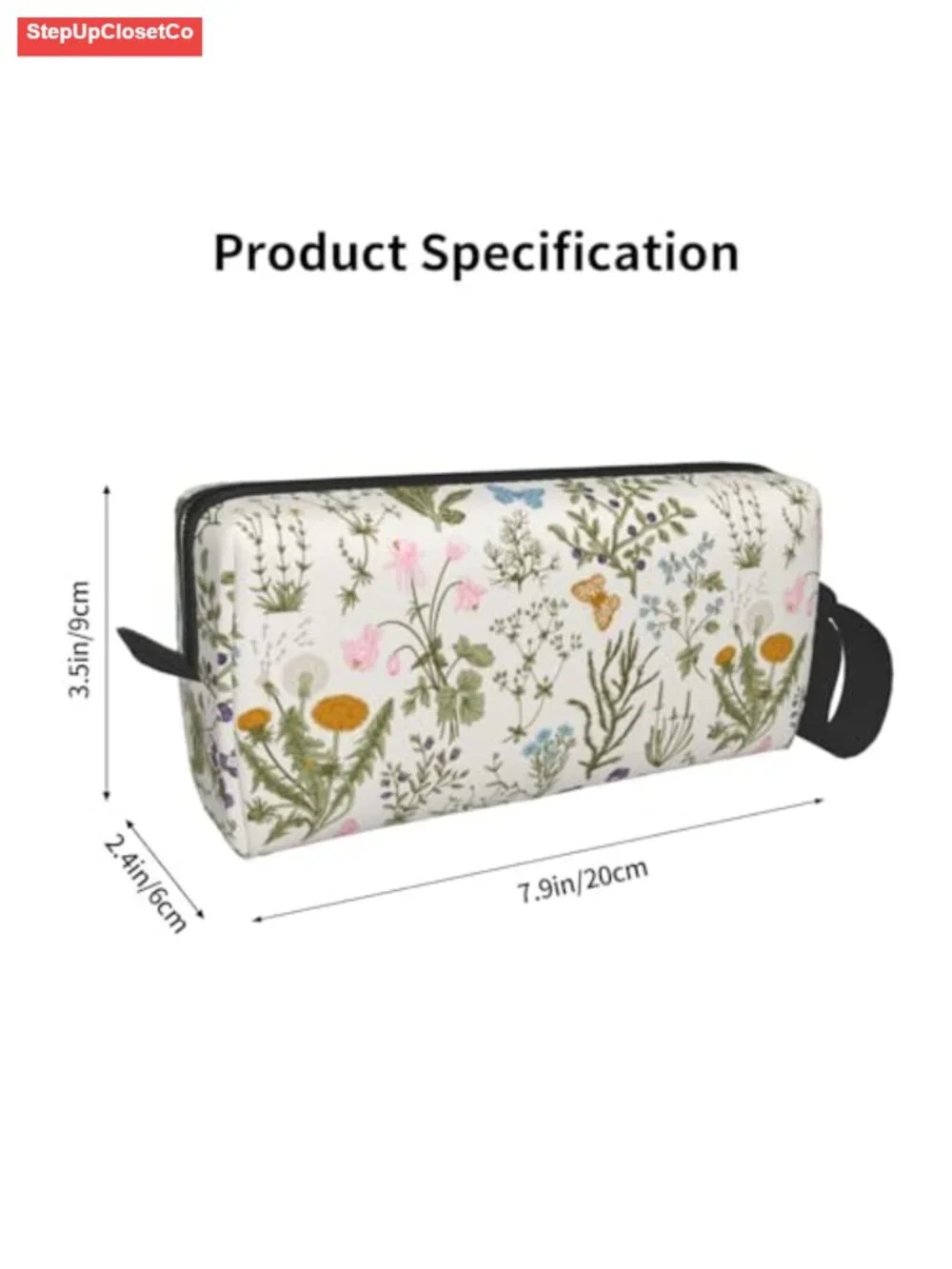 Vintage Wildflower Floral Makeup Bag Organizer Cosmetic Pouch Travel Toiletry